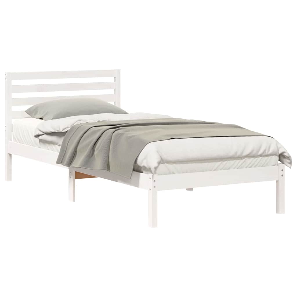 Sengestamme med hodegjerde Hvit 100 x 210 cm Massiv furu