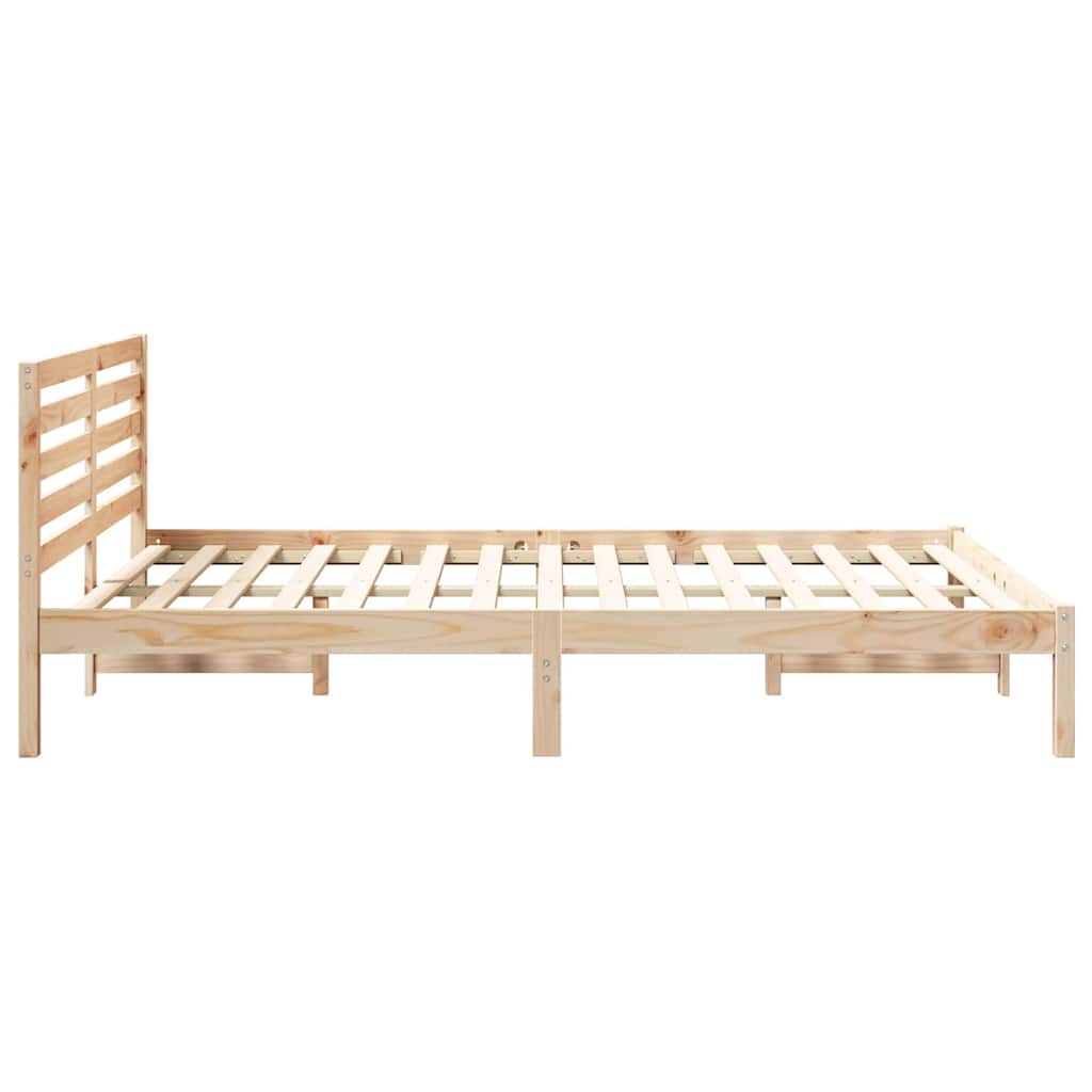 Sengestamme med hodegjerde Brun 140 x 210 cm Massiv furu