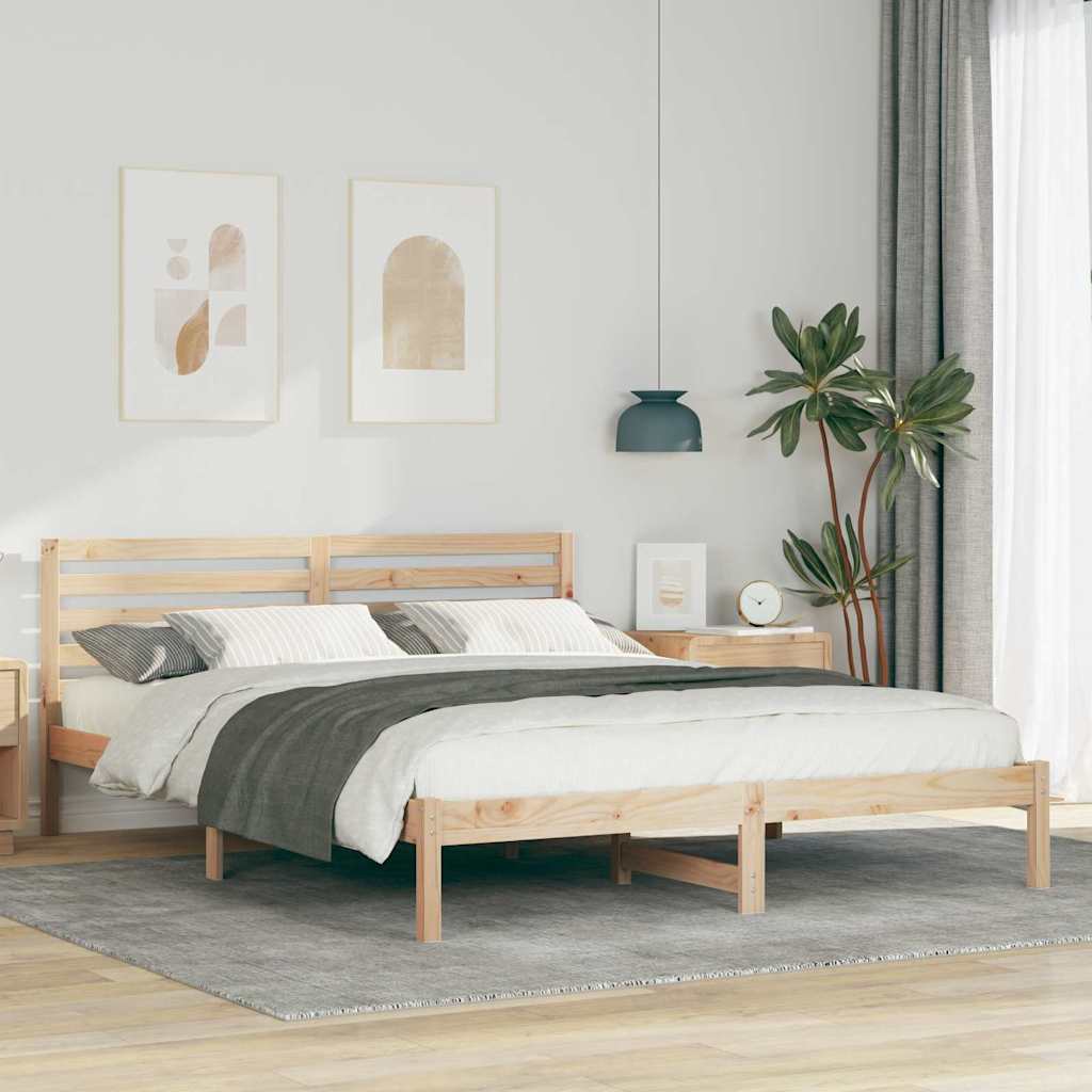 Sengestamme med hodegjerde Brun 160 x 210 cm Massiv furu