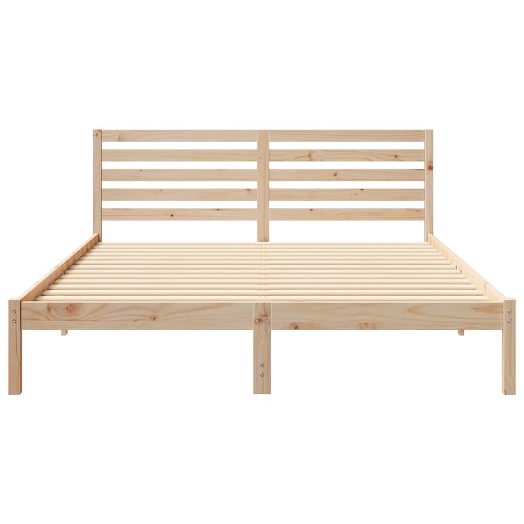 Sengestamme med hodegjerde Brun 160 x 210 cm Massiv furu
