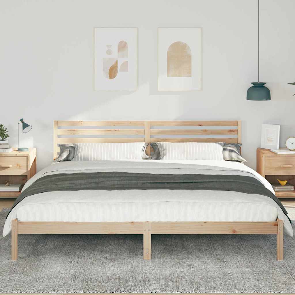 Sengestamme med hodegjerde Brun 180 x 210 cm Massiv furu