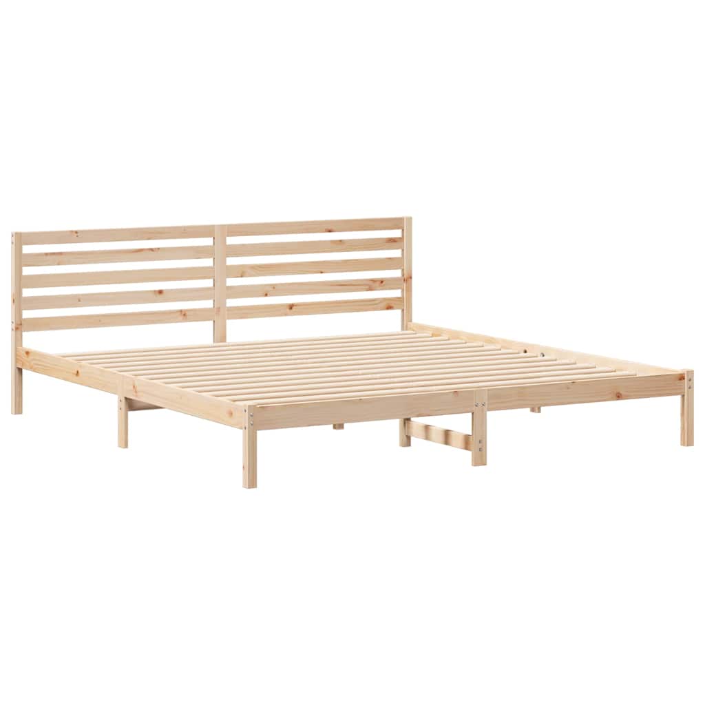Sengestamme med hodegjerde Brun 180 x 210 cm Massiv furu