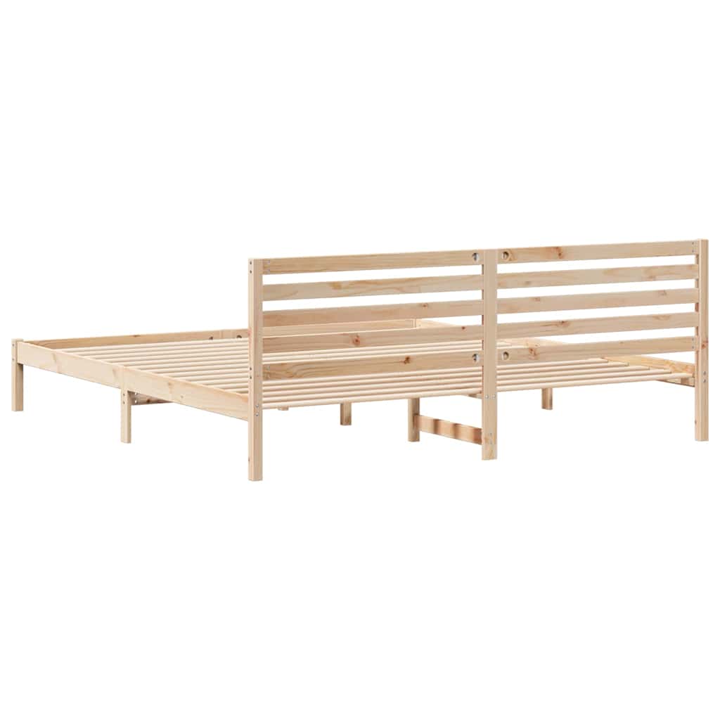 Sengestamme med hodegjerde Brun 180 x 210 cm Massiv furu
