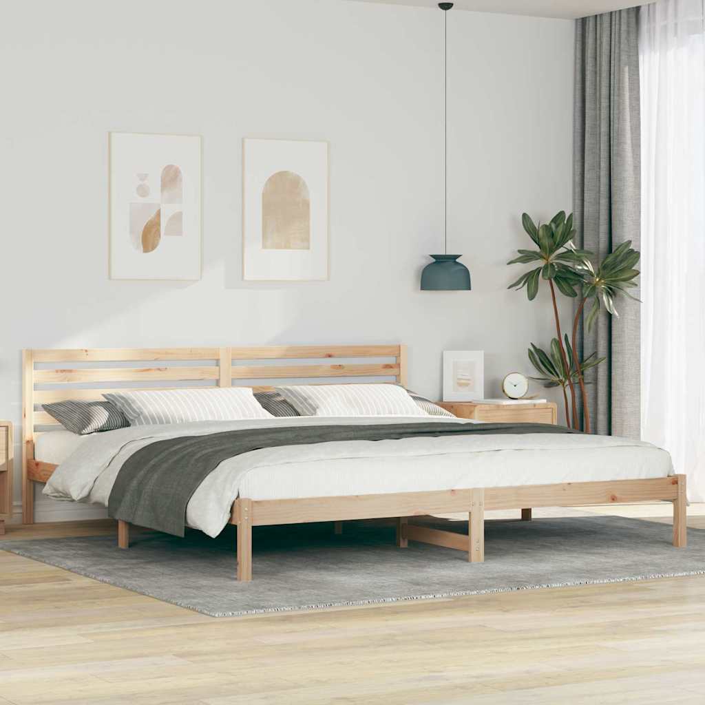 Sengestamme med hodegjerde Brun 200 x 210 cm Massiv furu