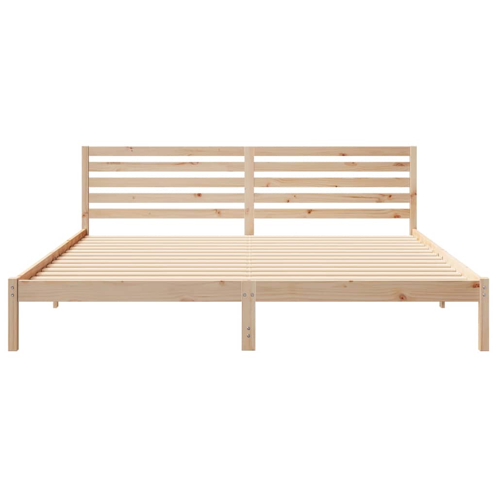 Sengestamme med hodegjerde Brun 200 x 210 cm Massiv furu