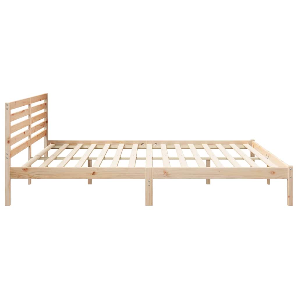 Sengestamme med hodegjerde Brun 200 x 210 cm Massiv furu