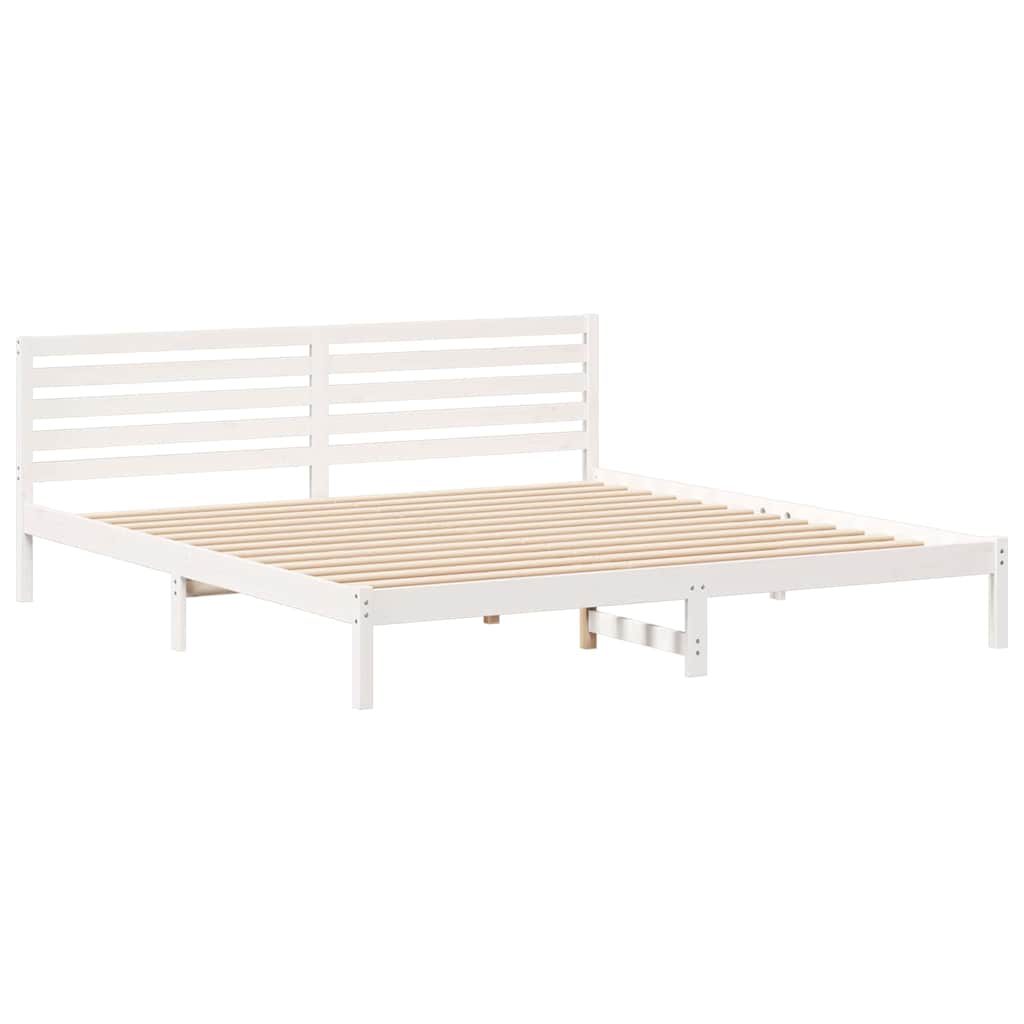 Sengestamme med hodegjerde Hvit 200 x 210 cm Massiv furu