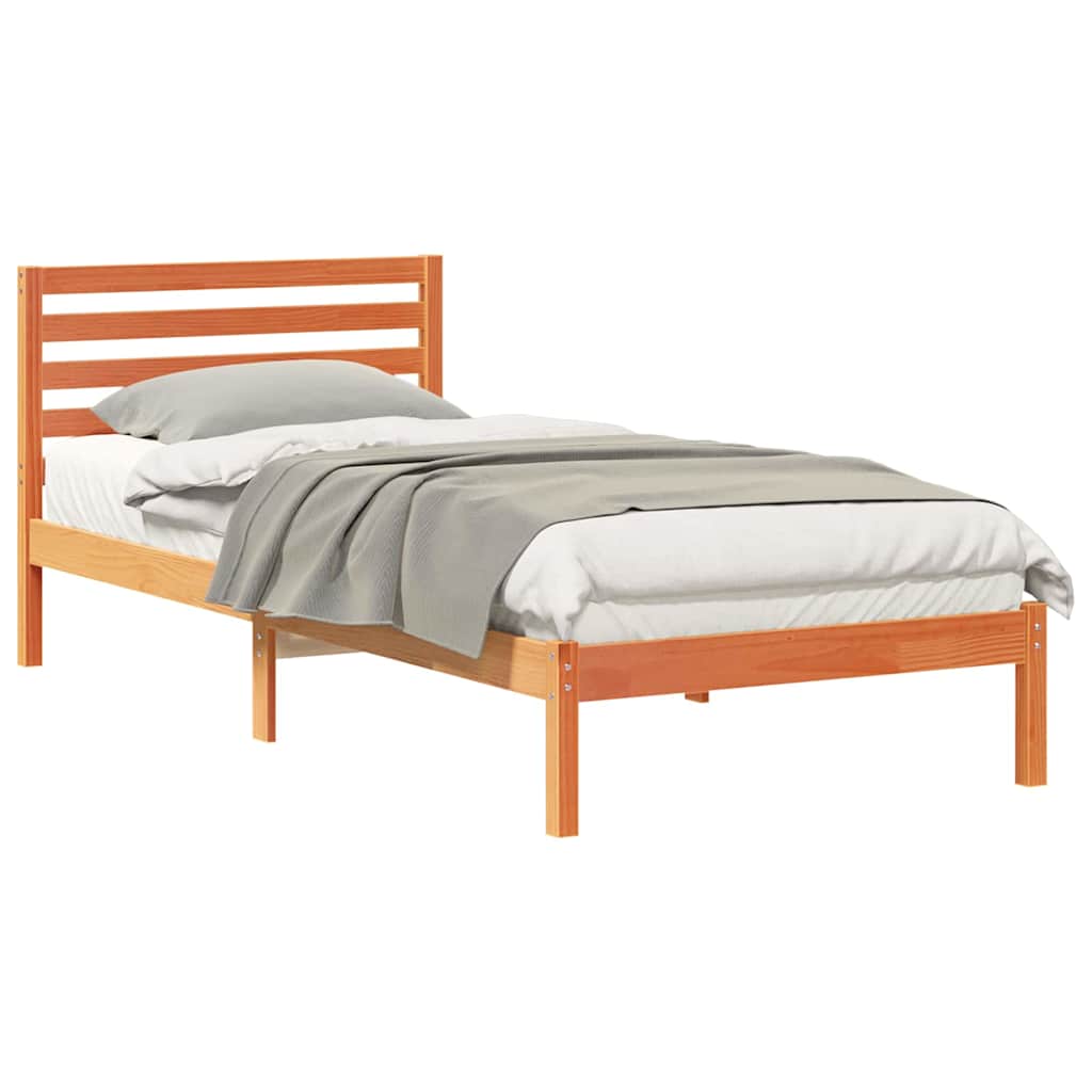 Sengestamme med hodegjerde Vokset Brun 100 x 220 cm Massiv furu