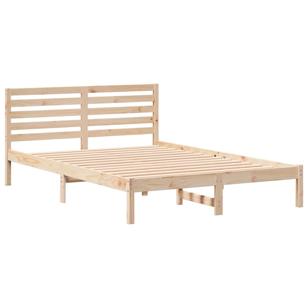 Sengestamme med hodegjerde Brun 140 x 220 cm Massiv furu
