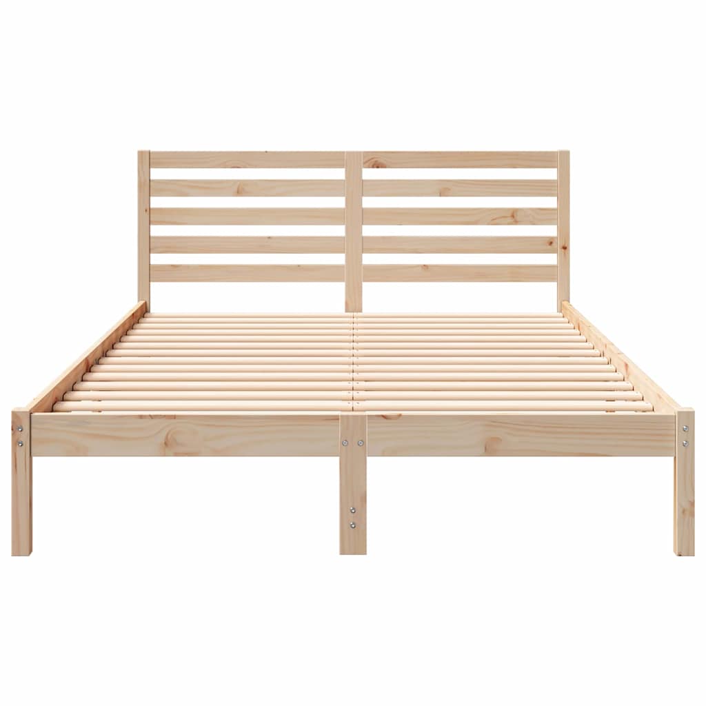 Sengestamme med hodegjerde Brun 140 x 220 cm Massiv furu