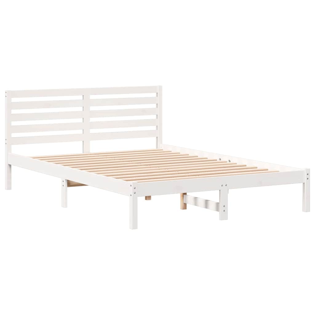 Sengestamme med hodegjerde Hvit 140 x 220 cm Massiv furu