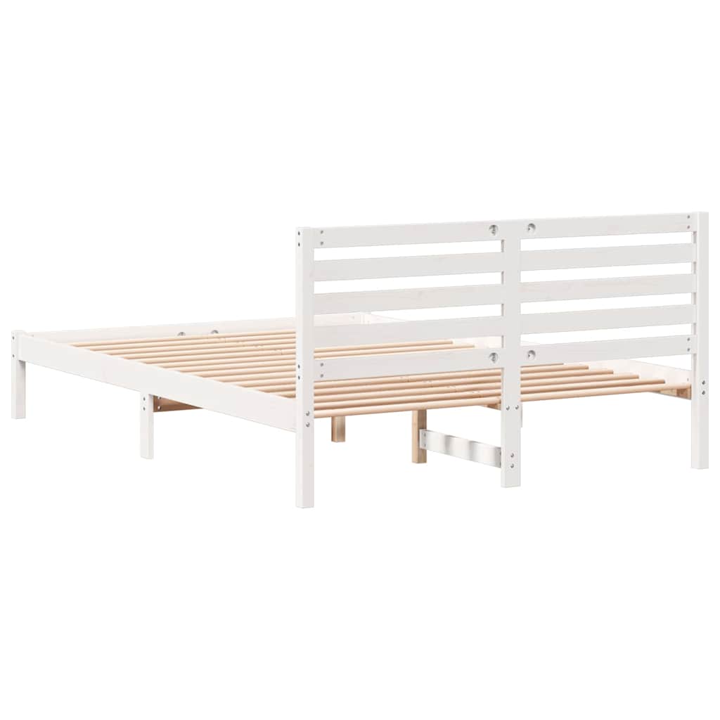 Sengestamme med hodegjerde Hvit 140 x 220 cm Massiv furu