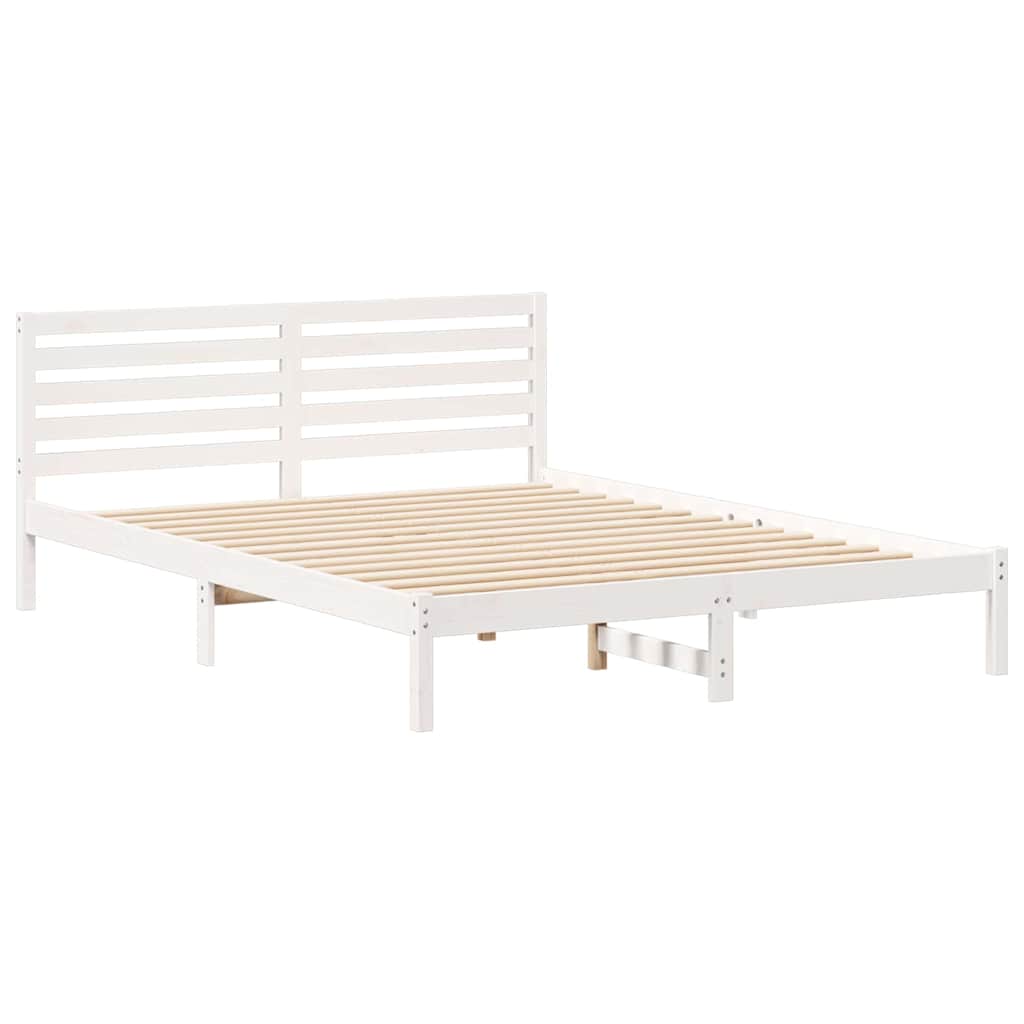 Sengestamme med hodegjerde Hvit 160 x 220 cm Massiv furu