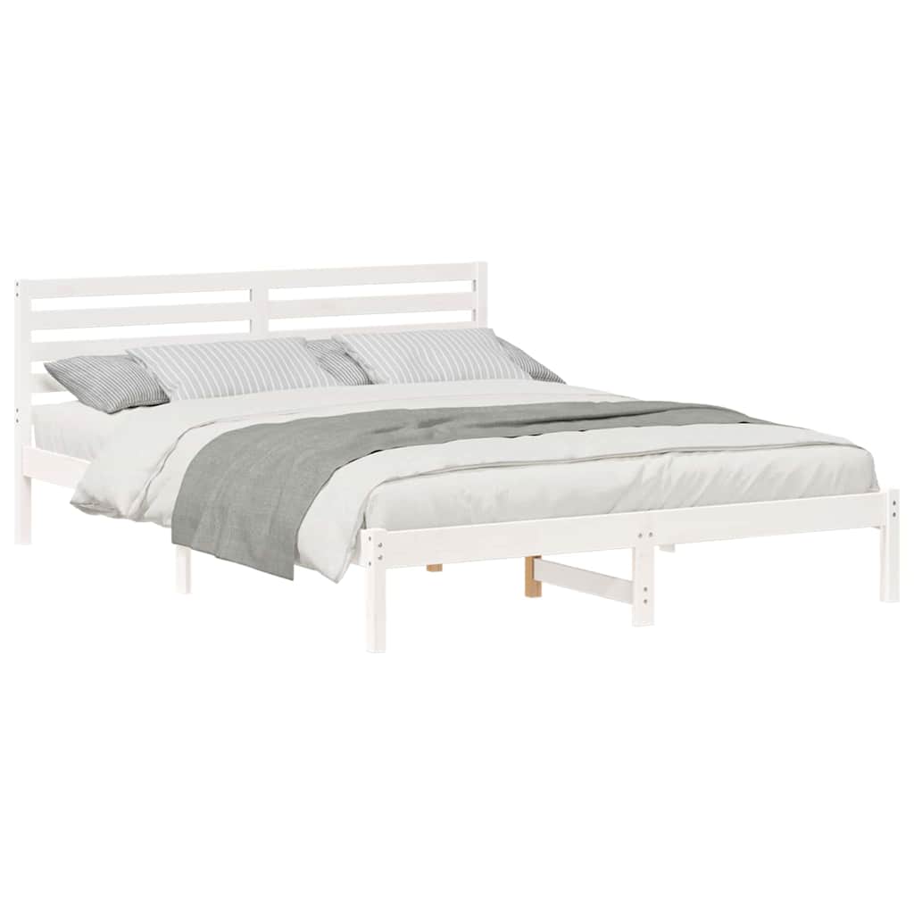 Sengestamme med hodegjerde Hvit 160 x 220 cm Massiv furu