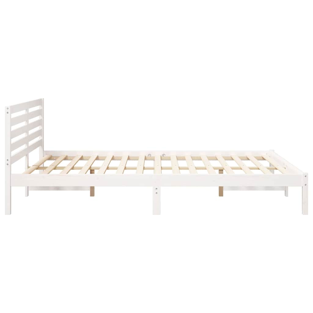 Sengestamme med hodegjerde Hvit 160 x 220 cm Massiv furu