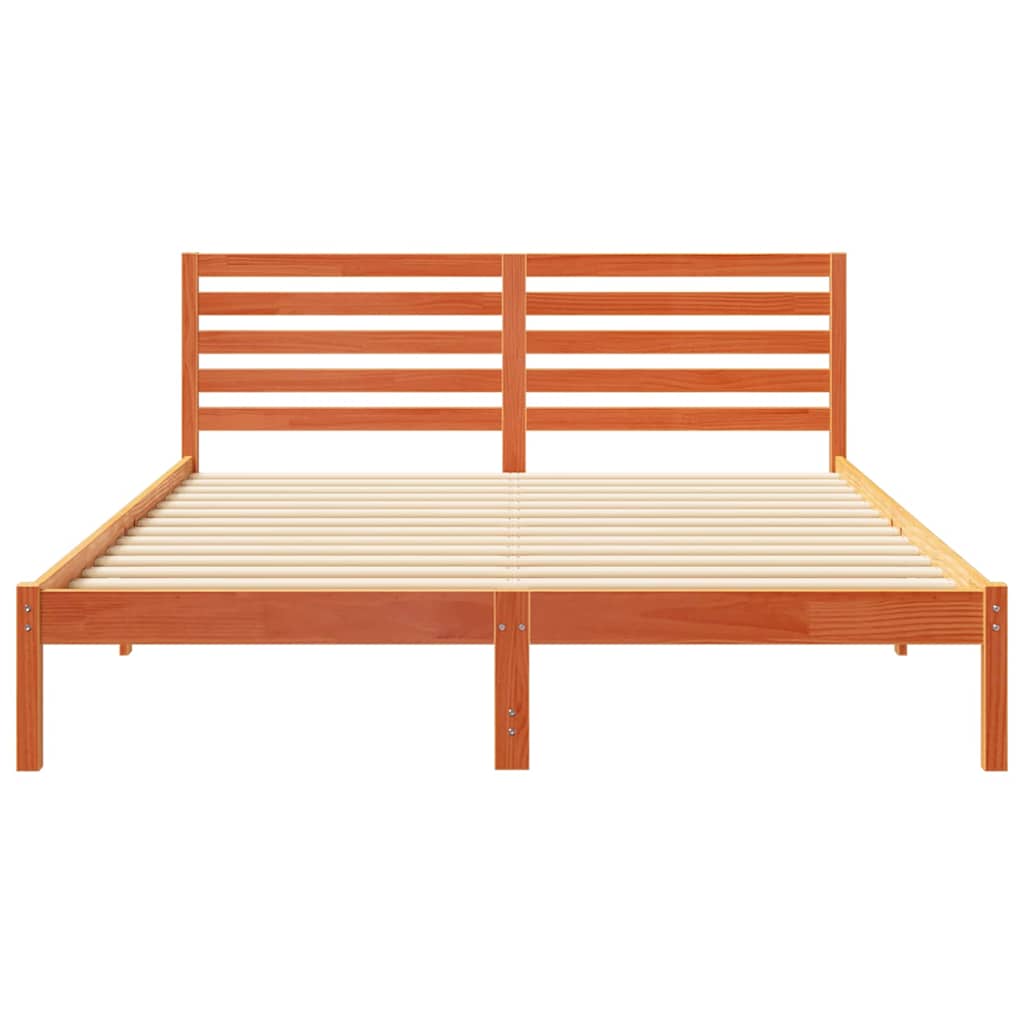 Sengestamme med hodegjerde Vokset Brun 160 x 220 cm Massiv furu