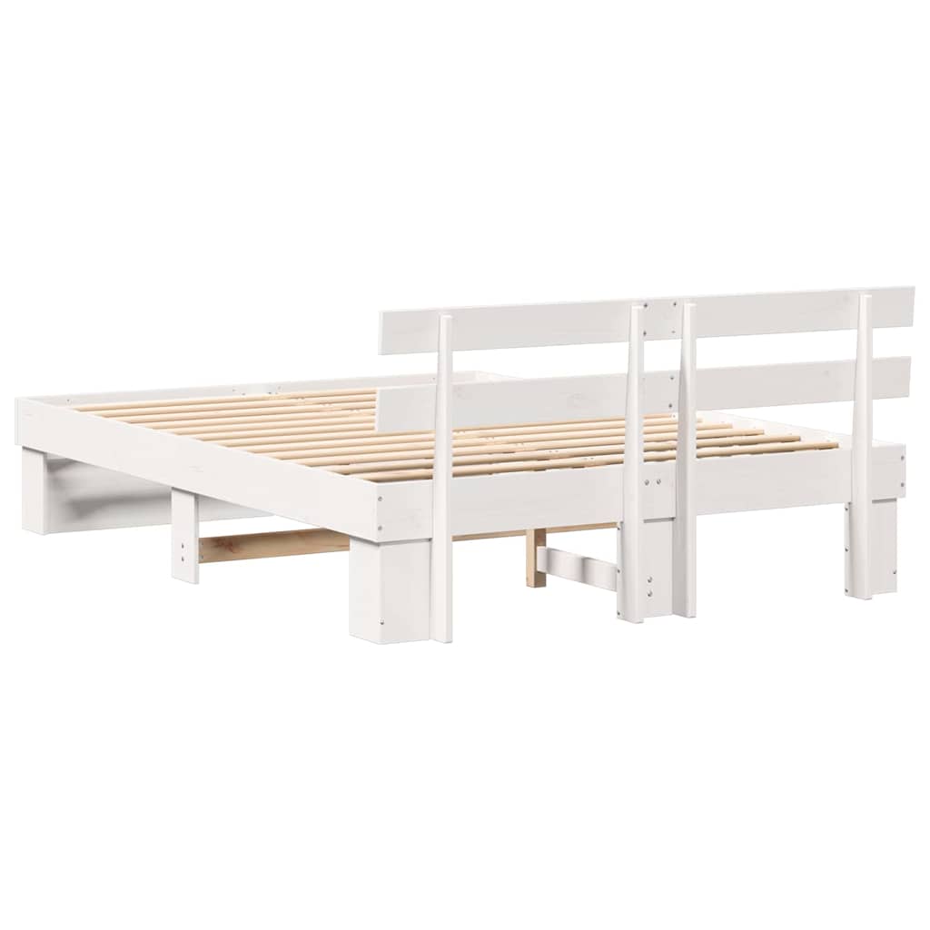 Sengestamme med hodegjerde Hvit 140 x 200 cm Massiv furu