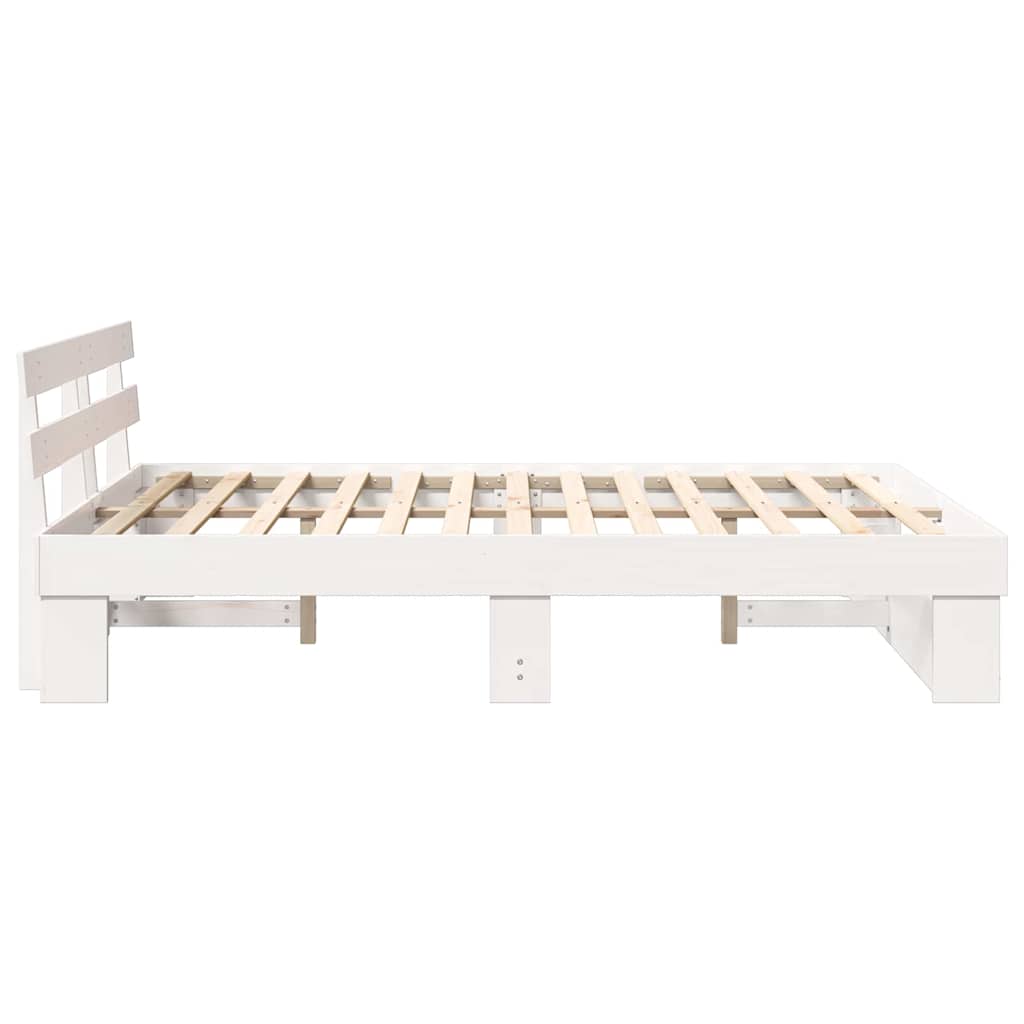 Sengestamme med hodegjerde Hvit 140 x 200 cm Massiv furu
