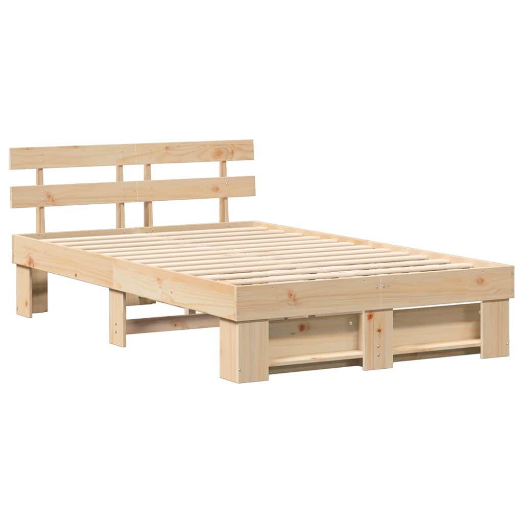 Sengestamme med hodegjerde Brun 120 x 200 cm Massiv furu