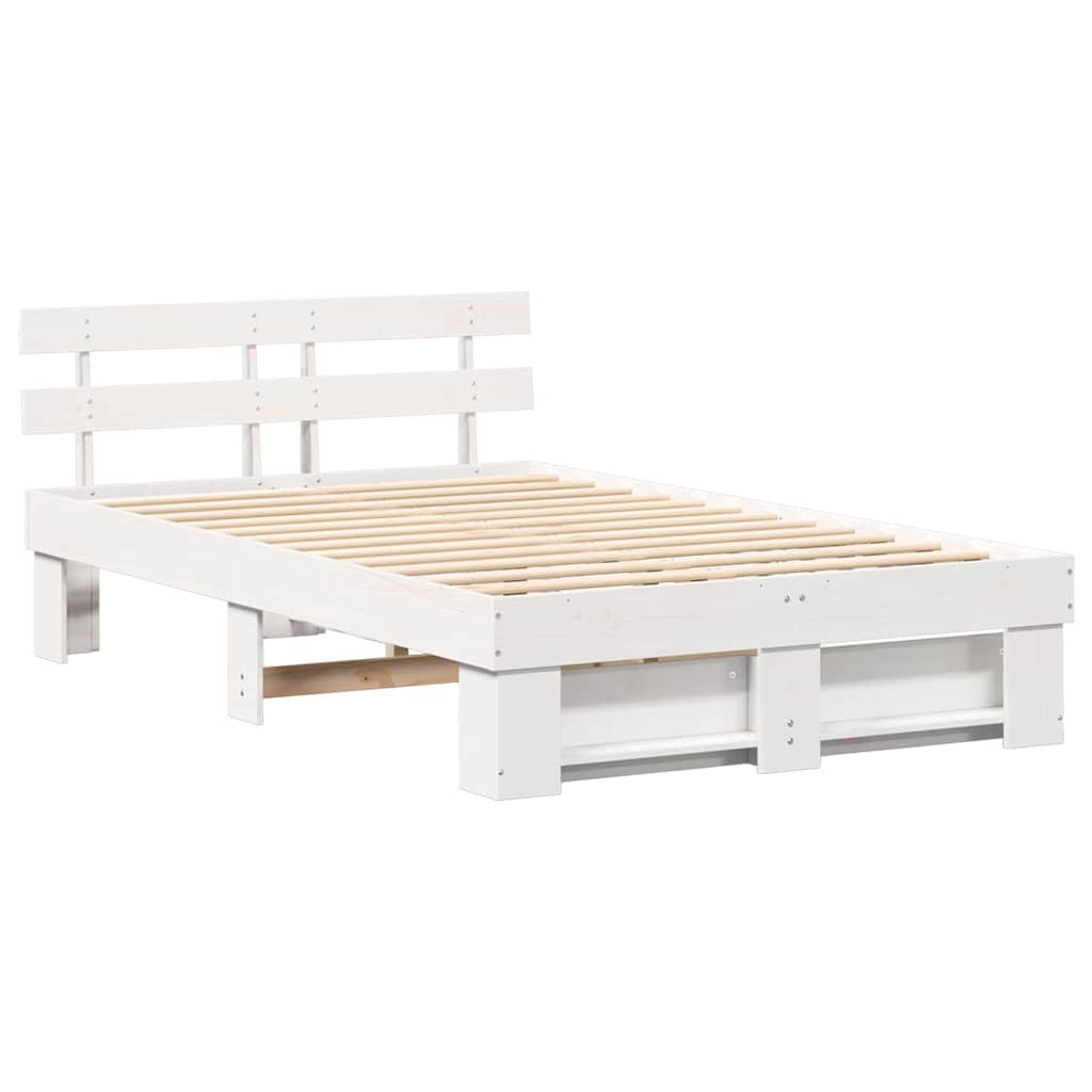 Sengestamme med hodegjerde Hvit 140 x 190 cm Massiv furu