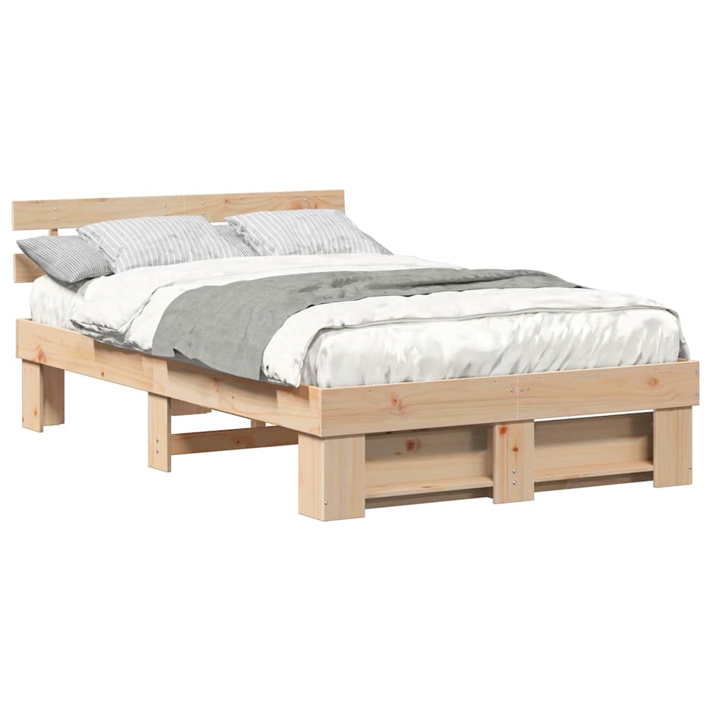Sengestamme med hodegjerde Brun 135 x 190 cm Massiv furu