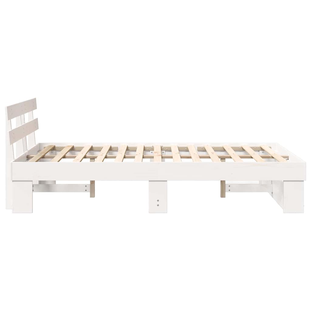 Sengestamme med hodegjerde Hvit 120 x 190 cm Massiv furu