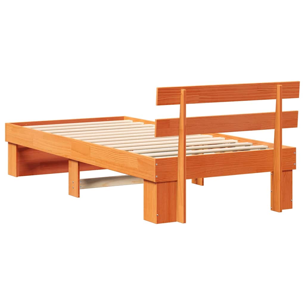 Sengestamme med hodegjerde Vokset Brun 100 x 200 cm Massiv furu