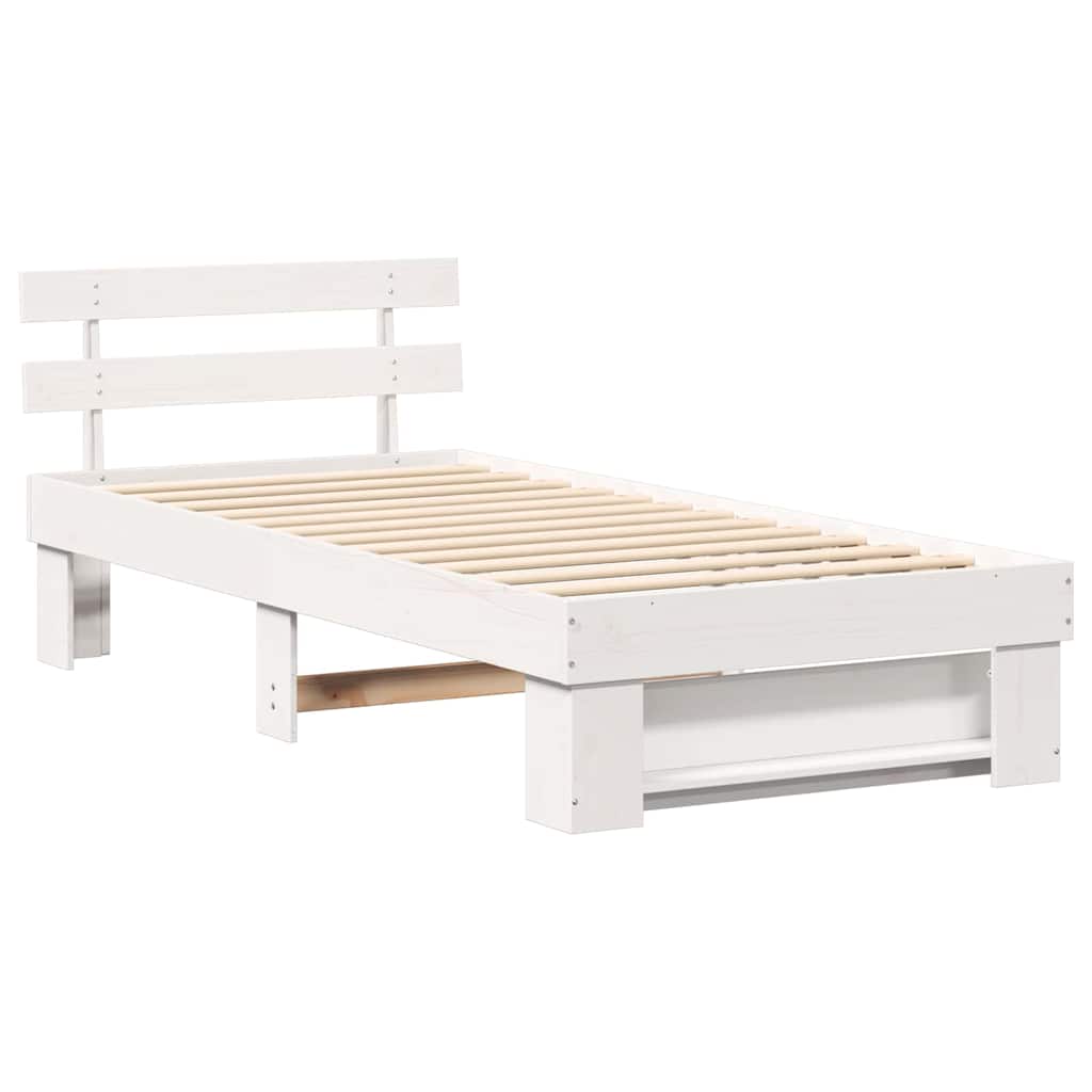 Sengestamme med hodegjerde Hvit 90 x 200 cm Massiv furu