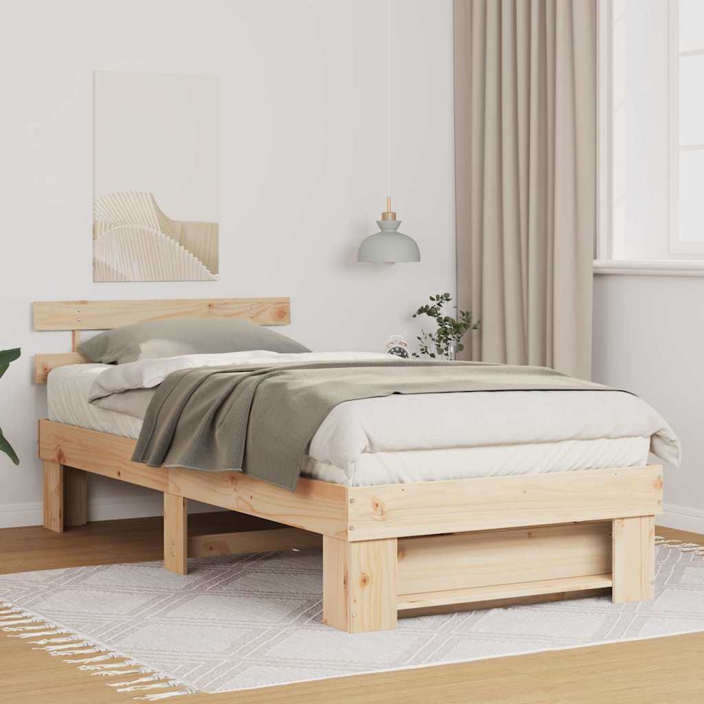 Sengestamme med hodegjerde Brun 90 x 190 cm Massiv furu