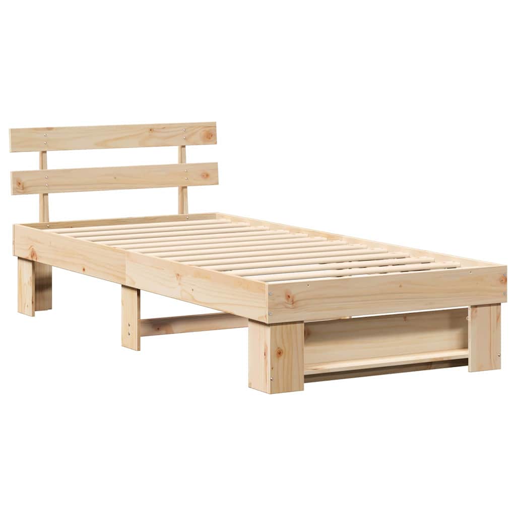 Sengestamme med hodegjerde Brun 90 x 190 cm Massiv furu