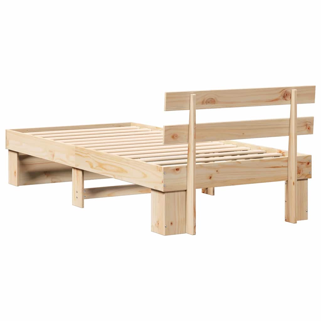 Sengestamme med hodegjerde Brun 90 x 190 cm Massiv furu