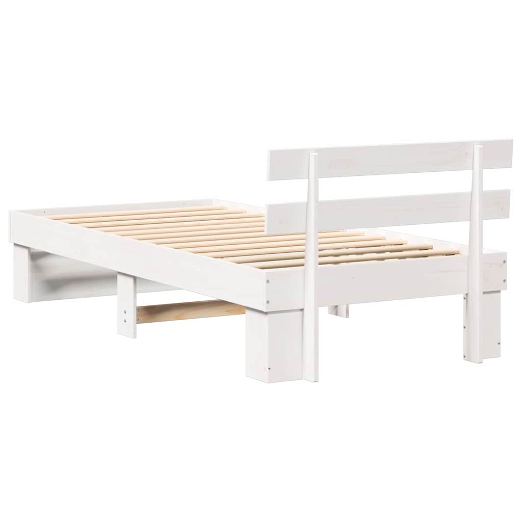 Sengestamme med hodegjerde Hvit 90 x 190 cm Massiv furu