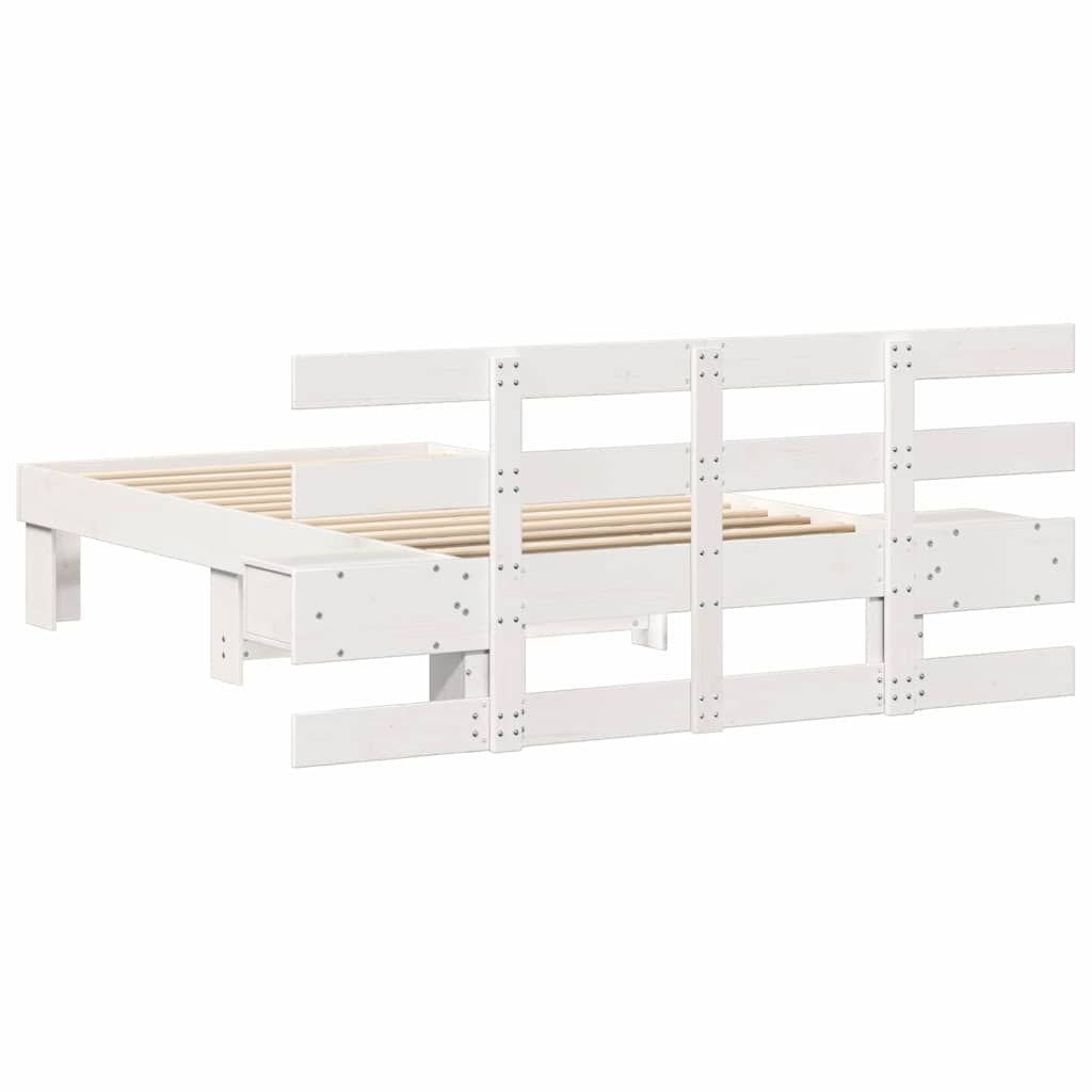 Sengestamme med hodegjerde Hvit 100 x 200 cm Massiv furu