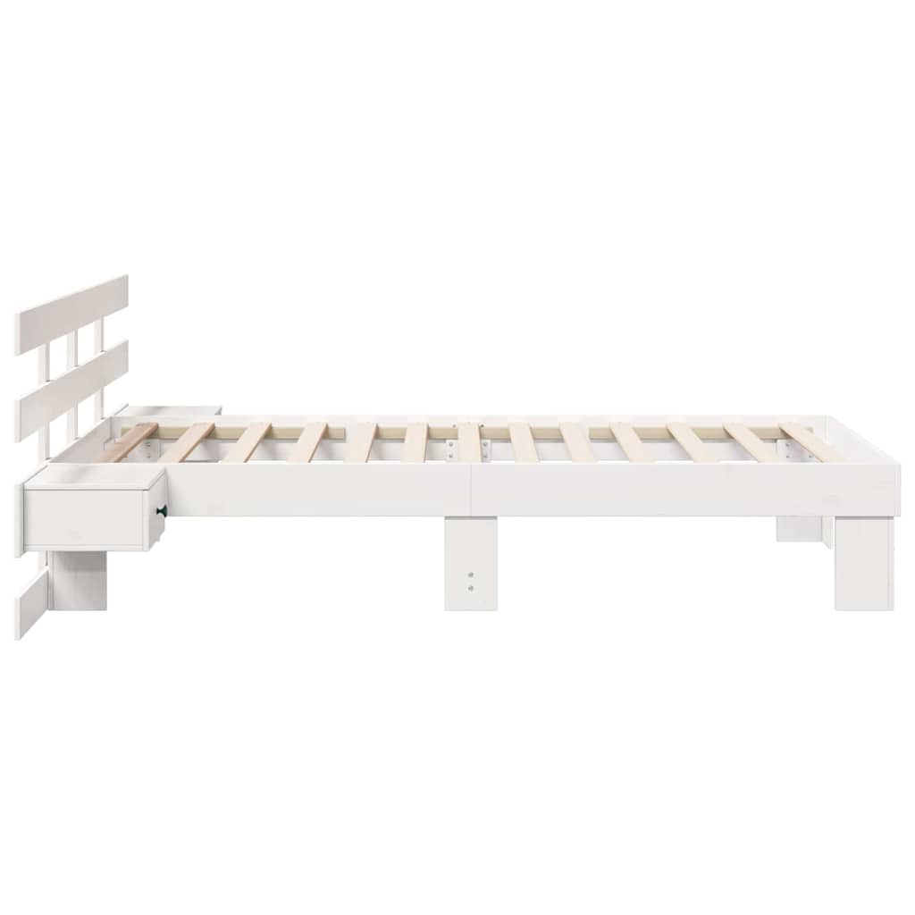 Sengestamme med hodegjerde Hvit 75 x 190 cm Massiv furu