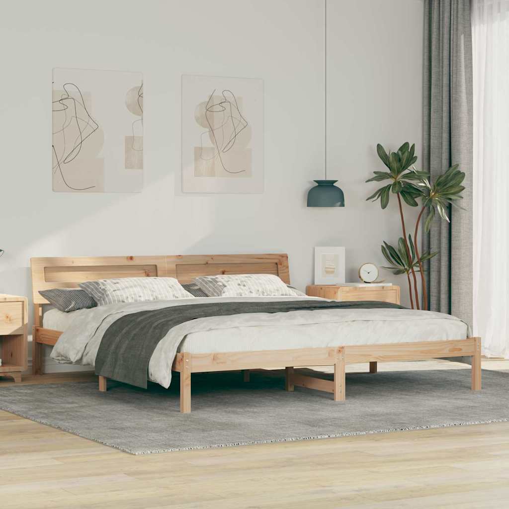 Sengestamme med hodegjerde Brun 180 x 200 cm Massiv furu