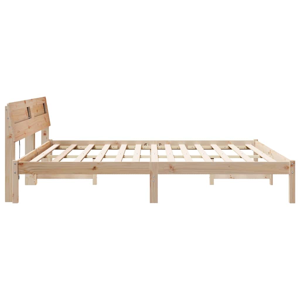 Sengestamme med hodegjerde Brun 180 x 200 cm Massiv furu