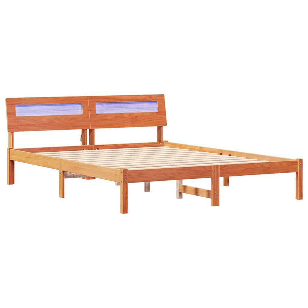 Sengestamme med hodegjerde Vokset Brun 160 x 200 cm Massiv furu