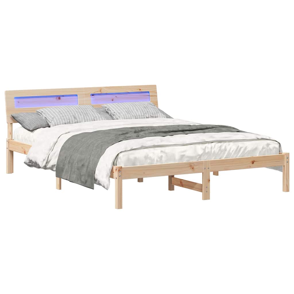 Sengestamme med hodegjerde Brun 150 x 200 cm Massiv furu