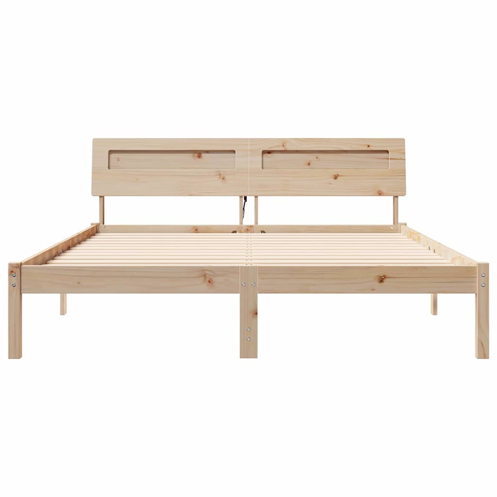 Sengestamme med hodegjerde Brun 140 x 200 cm Massiv furu