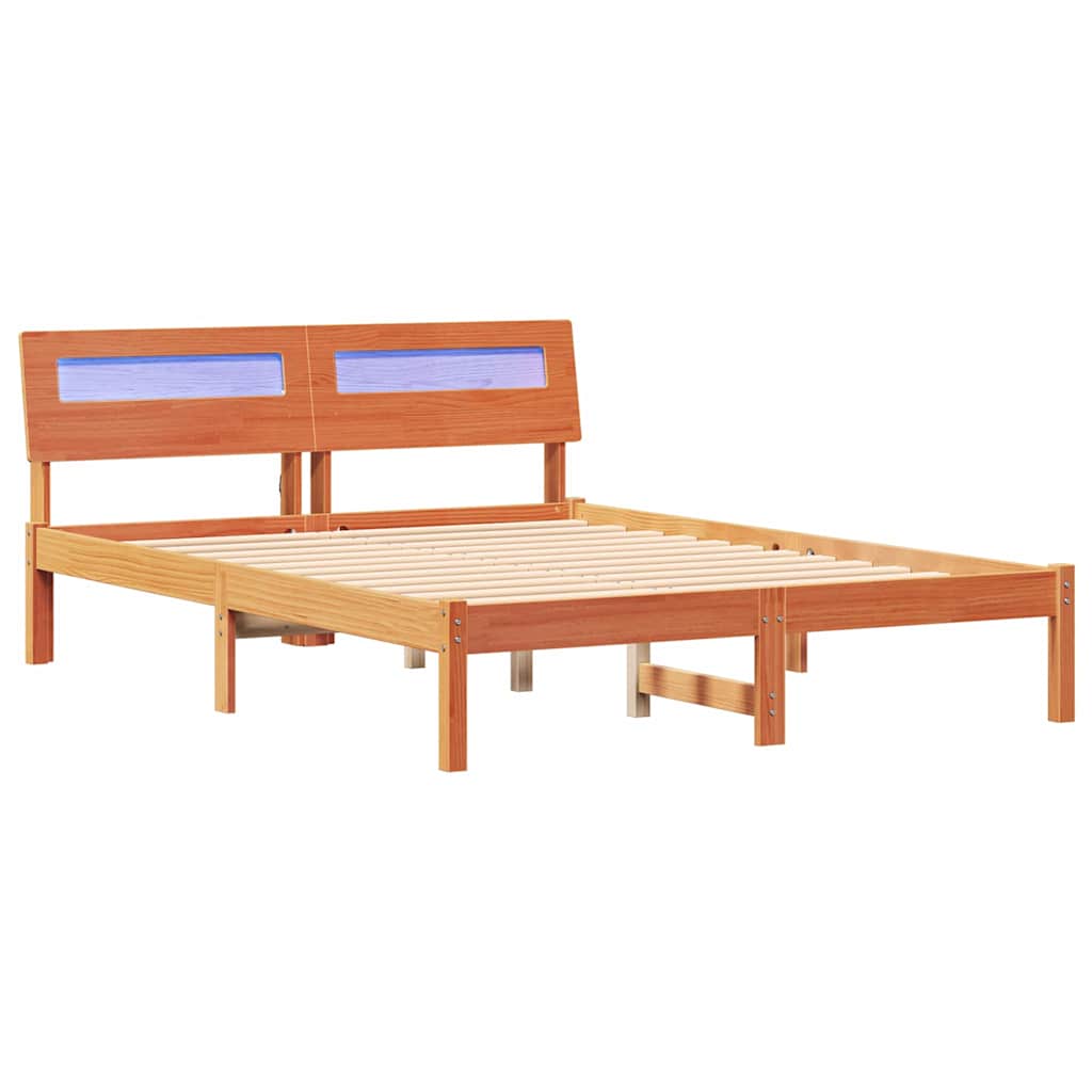 Sengestamme med hodegjerde Vokset Brun 120 x 200 cm Massiv furu
