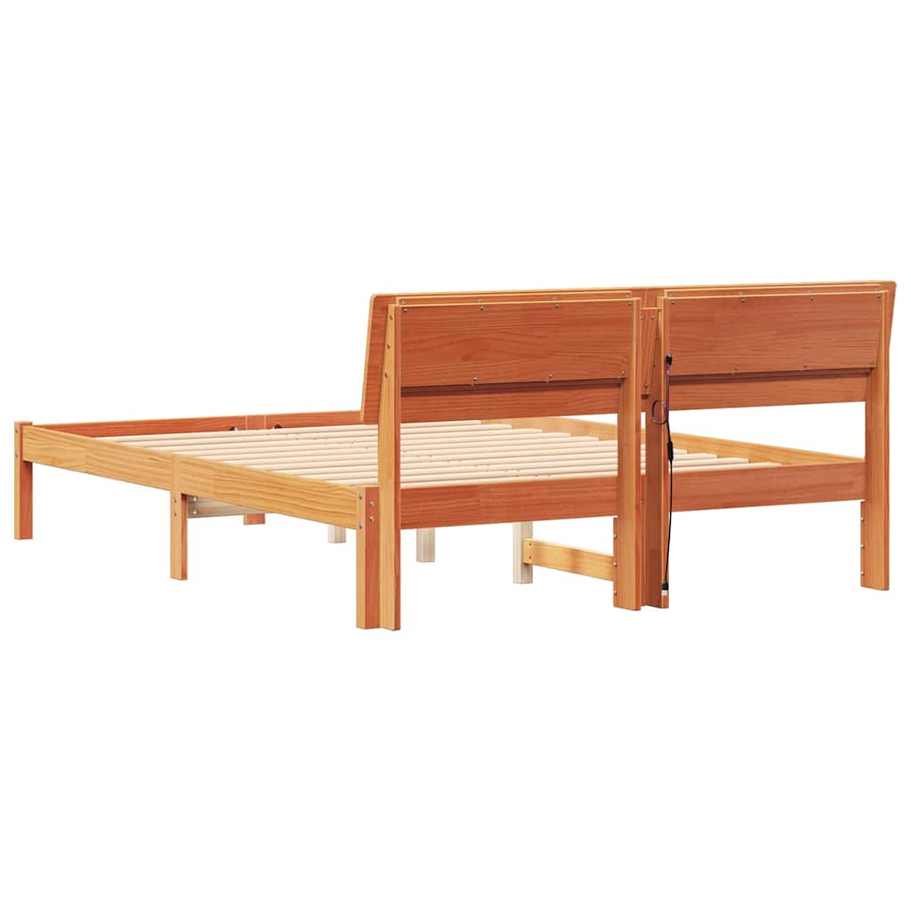 Sengestamme med hodegjerde Vokset Brun 120 x 200 cm Massiv furu