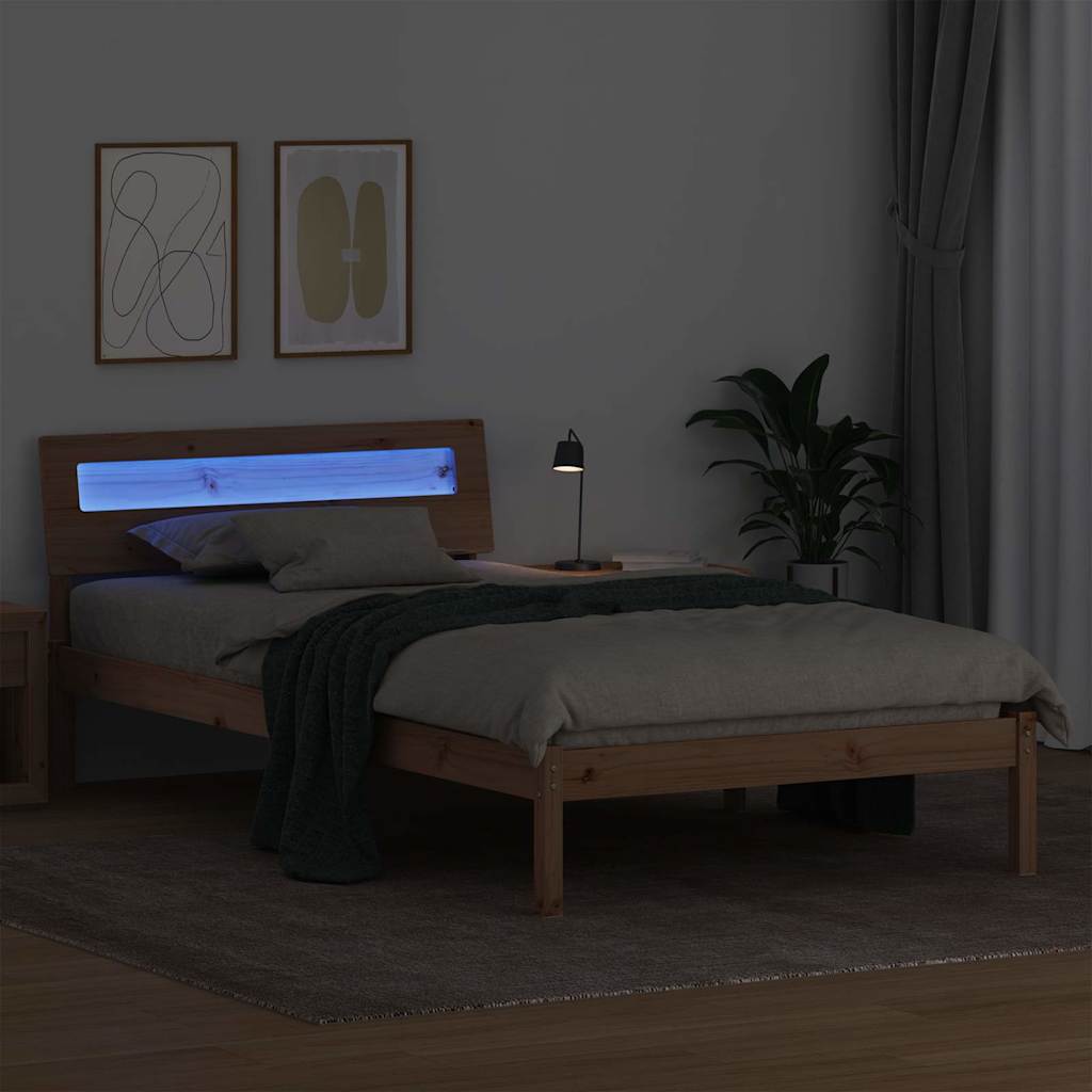 Sengestamme med hodegjerde Brun 90 x 200 cm Massiv furu