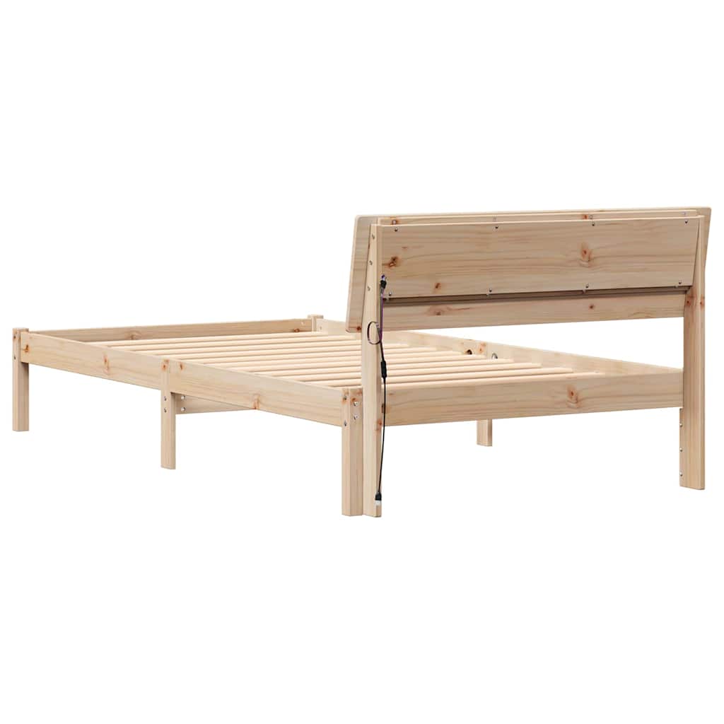 Sengestamme med hodegjerde Brun 80 x 200 cm Massiv furu