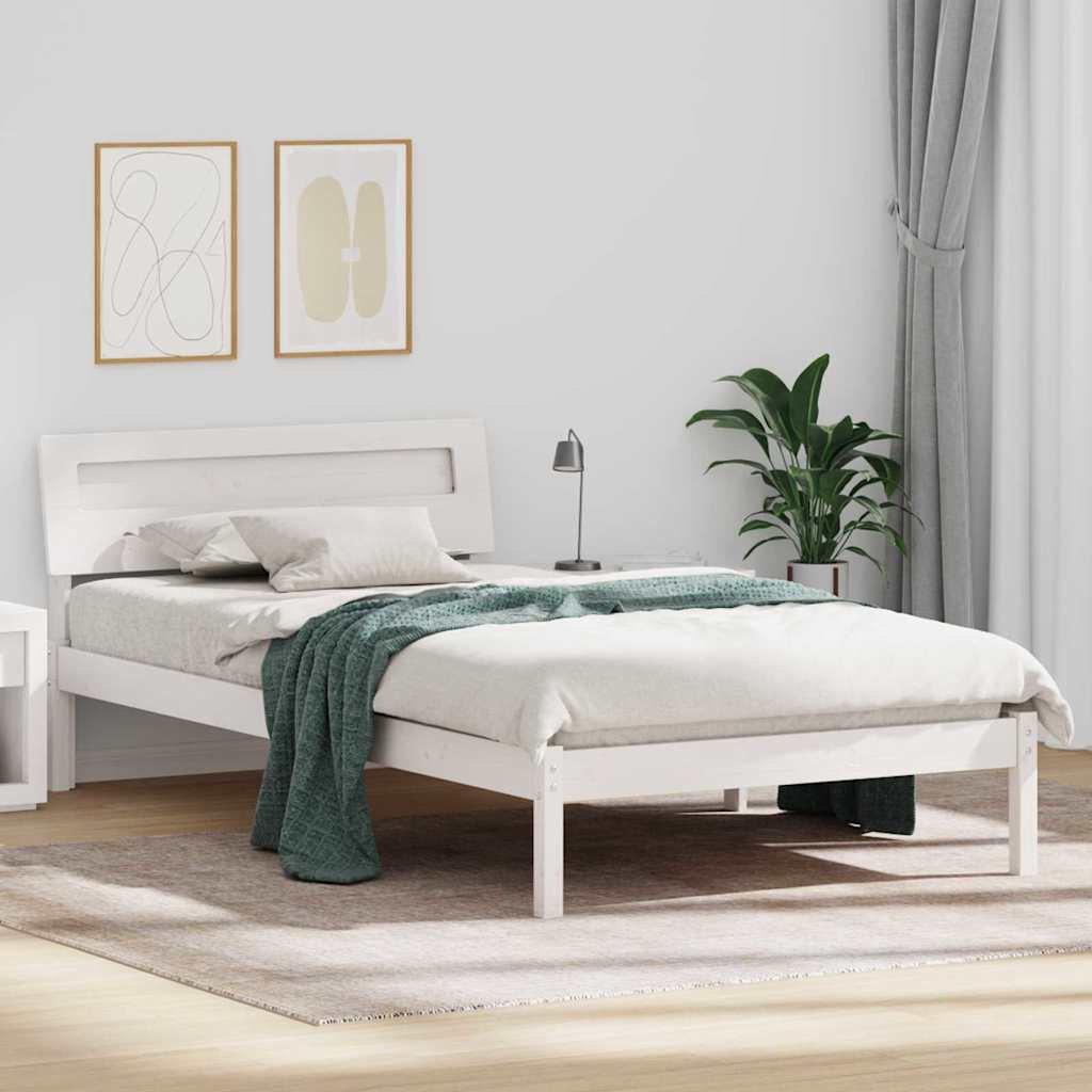 Sengestamme med hodegjerde Hvit 90 x 190 cm Massiv furu