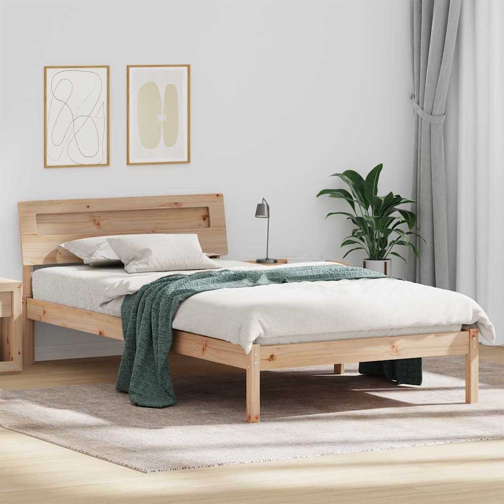 Sengestamme med hodegjerde Brun 75 x 190 cm Massiv furu