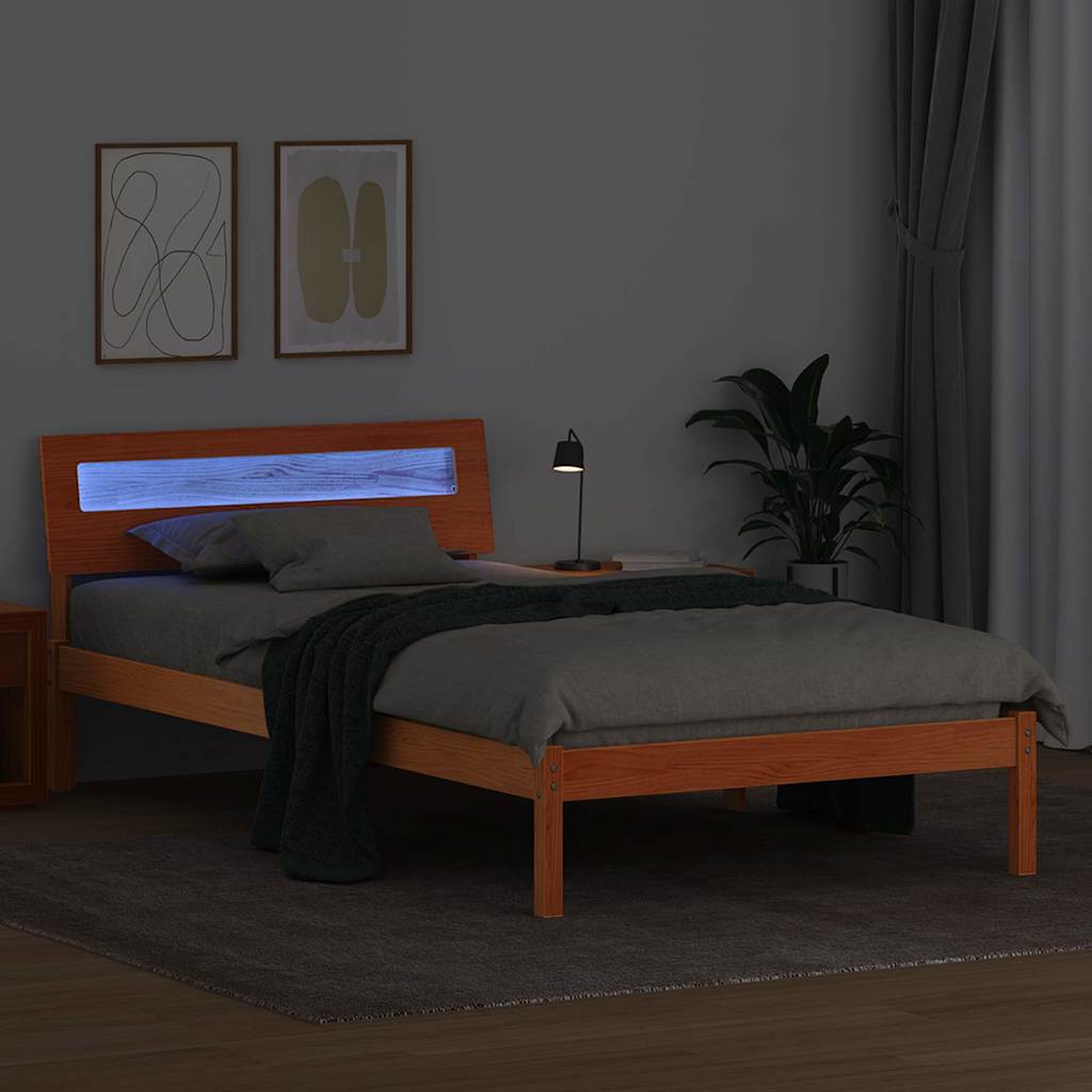 Sengestamme med hodegjerde Vokset Brun 75 x 190 cm Massiv furu