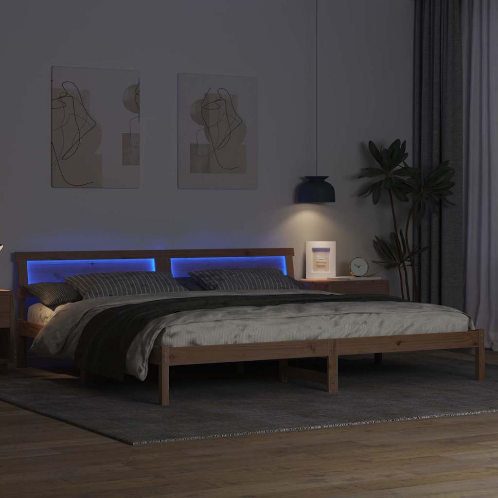Sengestamme med hodegjerde Brun 180 x 200 cm Massiv furu