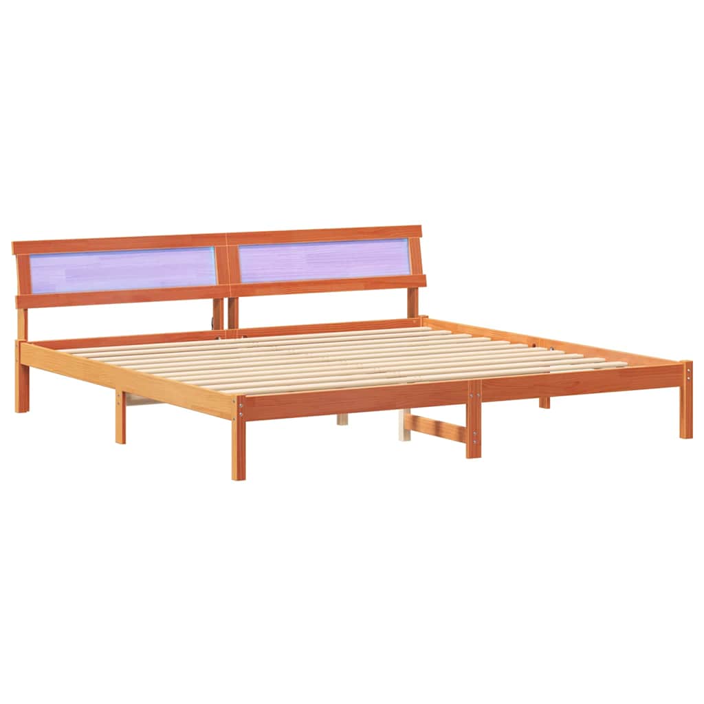 Sengestamme med hodegjerde Vokset Brun 180 x 200 cm Massiv furu