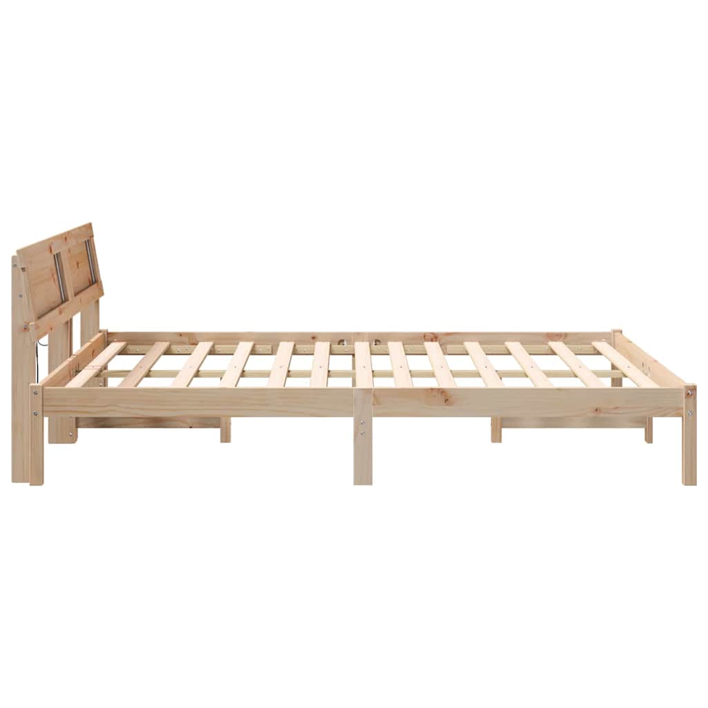 Sengestamme med hodegjerde Brun 150 x 200 cm Massiv furu