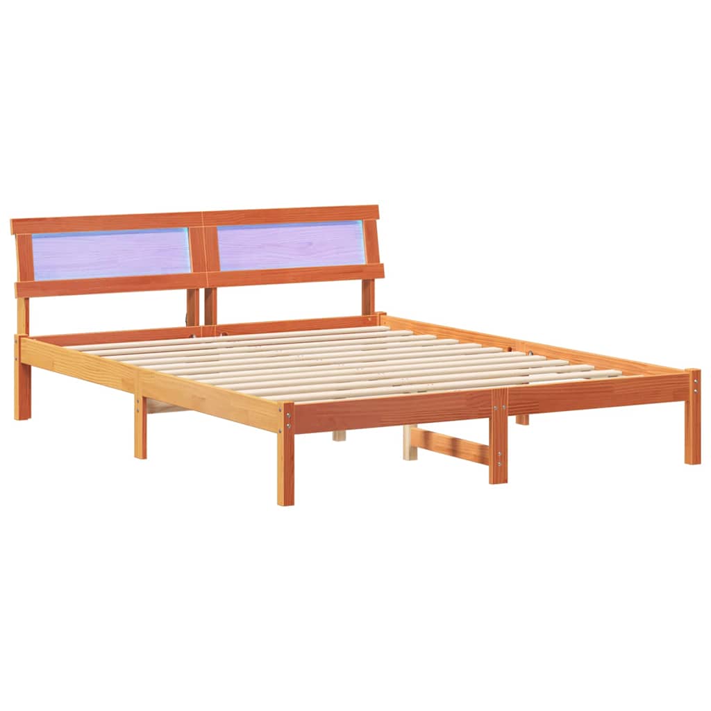 Sengestamme med hodegjerde Vokset Brun 150 x 200 cm Massiv furu